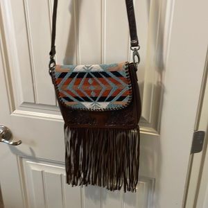 Shaylee bag with tooled leather strap